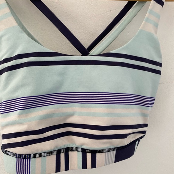 Lululemon Energy Bra Groovy Stripe Cadet Blue Aquamarine Cadet Blue Size:8 - Picture 6 of 7